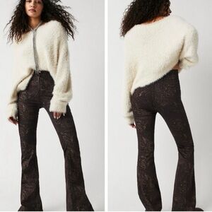 Free People Jayde high rise flare jeans size 31 boho floral print